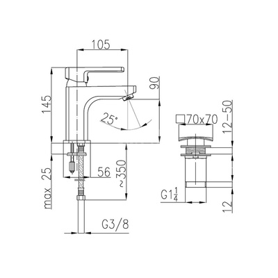 Bateria umywalkowa stojąca KFA Armatura KORUND click clack, chrom, montaż blat / otwór na baterię