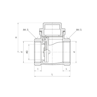 PHA-021 G2 WW PN10 Zawór zwrotny klapowy CuZn