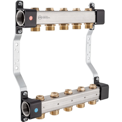 Rozdzielacz InoxFlow z zaworami odcinającymi (seria RVV) rozstaw 50 mm - 11 obwodów