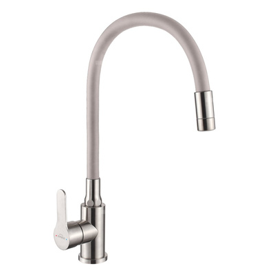 Bateria zlewozmywakowa z 2-funkcyjną, elastyczną wylewką Ksanti Inox, inox / beżowy