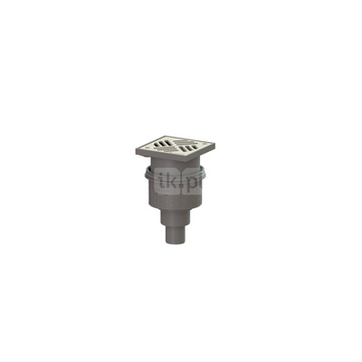 Wpust KESSEL Practicus z 1 przyłączem DN 50, odpływ pionowy (zdejmowany), kratka 138x138mm stal nierdzewna