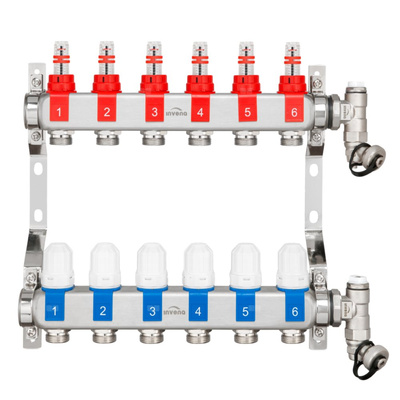 Rozdzielacz stalowy ogrzewania podłogowego Invena Prov