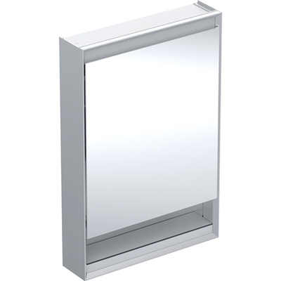 Szafka z lustrem Geberit ONE z wnęką i ComfortLight, z jednymi drzwiami, montaż natynkowy, wysokość 90 cm: B=60cm, Aluminium anodyzowane, Drzwi=Zawias po lewej
