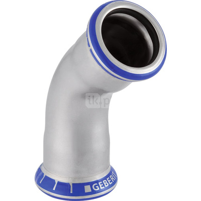 Kolano 45' GEBERIT Mapress Edelstahl, stal nierdzewna, 15 mm, DN 12 x 15 mm x DN 12 (mufa zaprasowywana x mufa zaprasowywana), (głębokość: 16 mm) z uszczelką