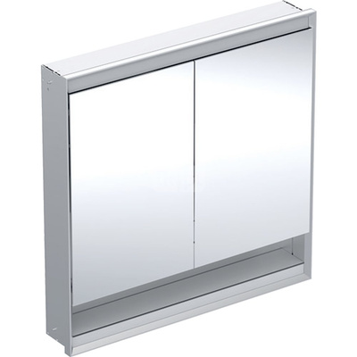 Szafka z lustrem Geberit ONE z wnęką i ComfortLight, z dwoma drzwiami, montaż podtynkowy, wysokość 90 cm: B=90cm, Aluminium anodyzowane