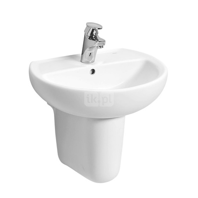 Umywalka mała Koło Rekord: 50x16.5x41cm, Biały, Otwór na baterię=Na środku, Przelew=Widoczny, Powierzchnia odkładcza=Bez