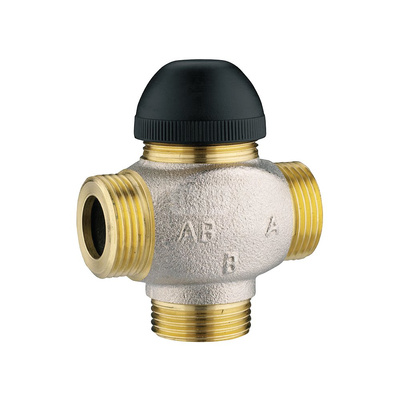 Termostatyczny zawór trójdrogowy bez korpusu obejścia, mieszająco-rozdzielający, DN15