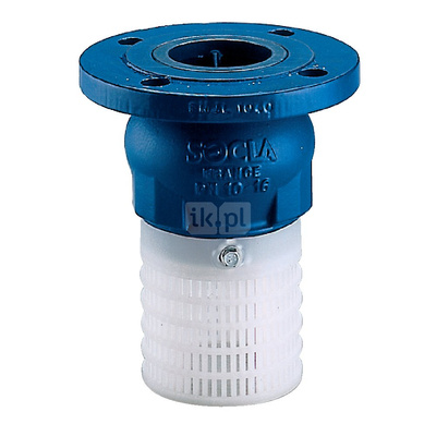 Kosz ssawny kołnierzowy, polipropylen, zamknięcie grzybkowe wspomagane sprężyną, typ 302P, DN 65, PN16