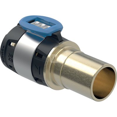 Złączka przejściowa  GEBERIT FlowFit / Mapress, brąz bezołowiowy, 20 mm x 18 mm (łącznik zaprasowywany x końcówka wsuwana)