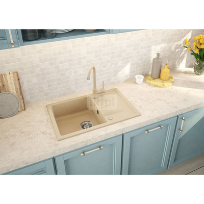 Zlew. leda piaskowy granit 1k z/o 670x440x164, 3,5" + osprzęt space-saver