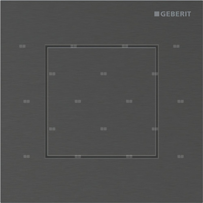 Przycisk uruchamiający Geberit typ 40 do systemu spłukiwania pisuarów z pneumatycznym uruchamianiem spłukiwania, kwadratowy: Czarny chrom / Szczotkowany, powlekany easy-to-clean
