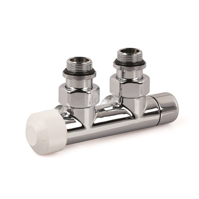 Zawór podwójny Therafix Design, chrom, kątowy, lewy, 1/2", niezbędne złączki FEM24C/FEM24P/FEM24M