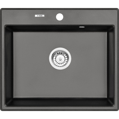 Zlew. andante antracyt metalik granit 1k 600x520x210 + osprzęt space-saver