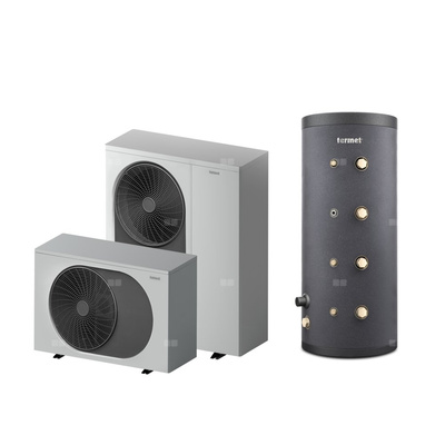 Pakiet 4 - Pompa ciepła powietrzna powietrze-woda monoblok TERMET Heat Gold 15 DC 12 kW 380 V + Zasobnik buforowy TERMET ENERGY 200