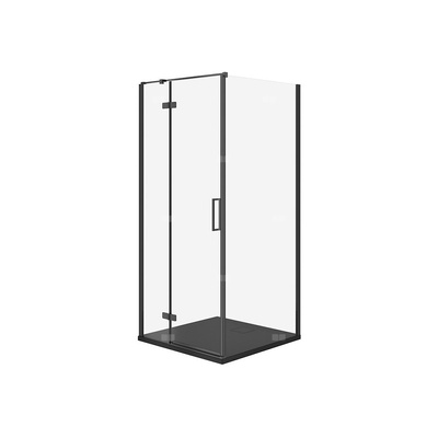 SET C514 KABINA CITY LEWA CZARNA 90X90X195+TAKO SLIM CZARNY MAT WIR