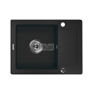 Zlew. zorba grafitowy granit 1k z/ko 580x440x164, 3,5" + osprzęt space-saver