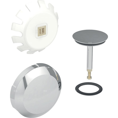 Zestaw wykończeniowy Geberit do zestawu odpływowo-przelewowego do wanien i brodzików d65, z uruchamianiem pokrętłem, chrom błyszczący