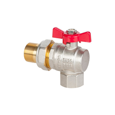 Zawór kulowy kątowy ze śrubunkiem Invena PROV z pokrętłem motylkowym, GW/GZ