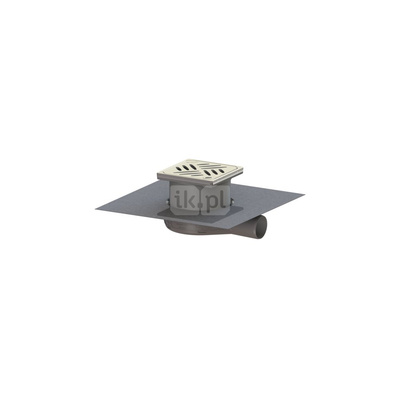 Wpust KESSEL Ultraflat 54 z 1 przyłączem DN 50, odpływ poziomy (zdejmowany), kratka 120x120mm stal nierdzewna