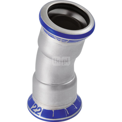 Kolano 15' GEBERIT Mapress Edelstahl, stal nierdzewna, 22 mm, DN 20 x 22 mm x DN 20 (mufa zaprasowywana x mufa zaprasowywana), (głębokość: 12 mm) z uszczelką