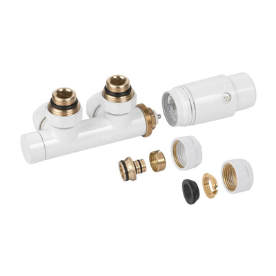 Zestaw do dolnego podłaczenia biały typu DUOPLEX INVENA PROV (lewy, prawy)