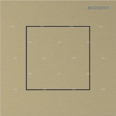 Przycisk uruchamiający Geberit typ 40 do systemu spłukiwania pisuarów z pneumatycznym uruchamianiem spłukiwania, kwadratowy: W kolorze mosiądzu / Szczotkowany, powlekany easy-to-clean