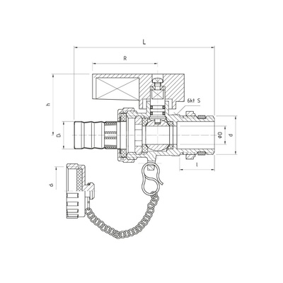 Zawór kulowy PERFEXIM 1809 mosiądz niklowany 3/4'' GZ x przyłącze do węża, uchwyt: pokrętło