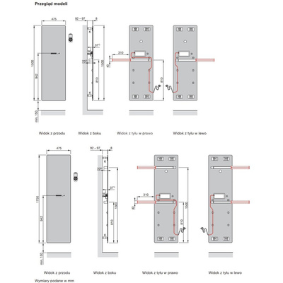 Grzejnik elektryczny ZEHNDER Deseo Verso 1500 x 475 mm, kolor lustro, moc 600 W