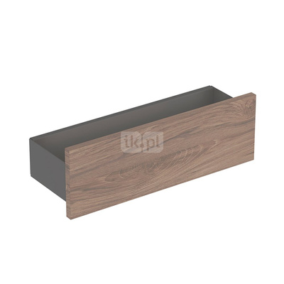 Półka ścienna Geberit Smyle Square: 45x14.8x15cm, Korpus: lava / malowany proszkowo matowy, Front: orzech włoski hickory / melaminowa struktura drewna