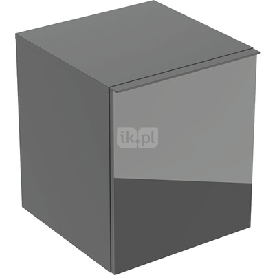 Szafka boczna Geberit Acanto, z jedną szufladą i jedną szufladą wewnętrzną: H=52cm, Korpus: lava / lakierowany matowy, Front: lava / szkło błyszczące, Uchwyt: lava / malowany proszkowo, matowy