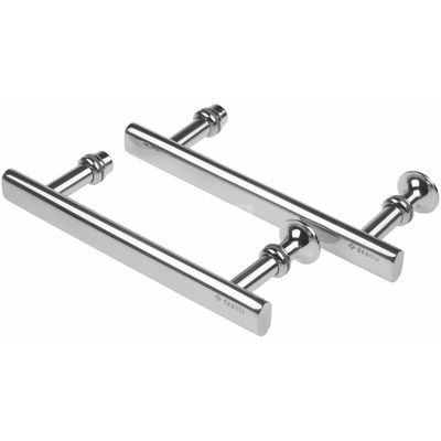 Kpl. uchwytów do drzwi kabiny z logo, chrom, rozstaw otworów montażowych 140 mm