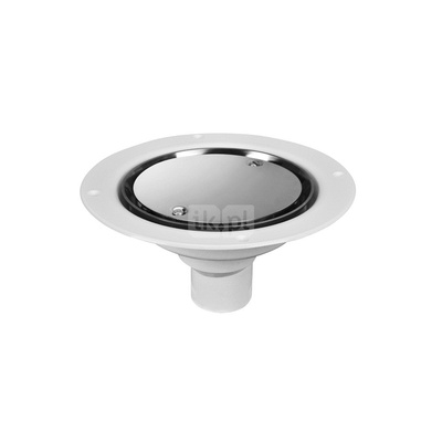 Wpust podłogowy wykonany z ABS z odpływem 50mm, czyszczony od góry z kratką ze stali nierdzewnej120mm