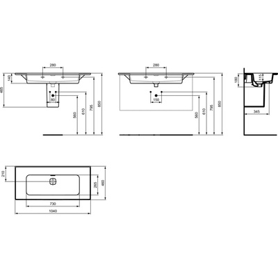 STRADA II UMYWALKA 100 CM B/O