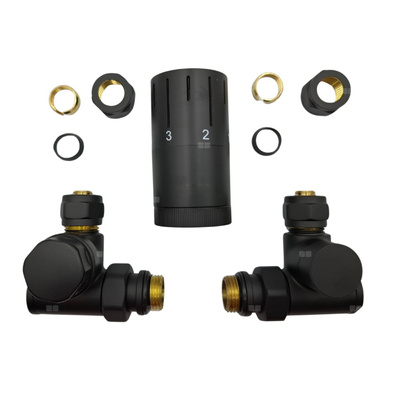 Komplet termostatyczny osiowy czarny z podejściem pod grzałkę INVENA PROV