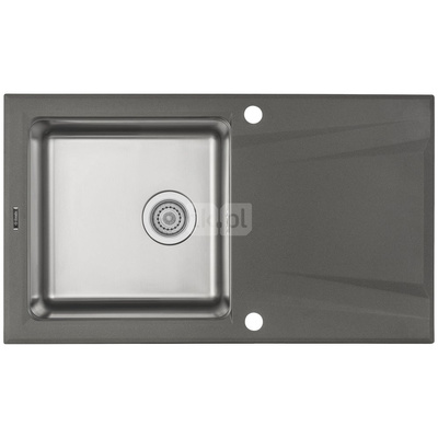 Zlew. prime antracyt metalik granito-stal 860x500x220 + osprzęt space-saver