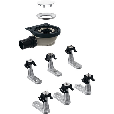 Syfon brodzikowy Geberit z 6 nogami montażowymi, do panelu do pryszniców bezbrodzikowych Setaplano, wysokość zasyfonowania 50 mm