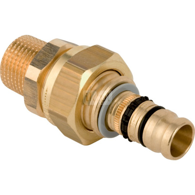 Śrubunek przejściowy GEBERIT Mepla, miedź / miedź, 1/2'' x 16 mm (GZ gazowy stożkowy x końcówka wciskowa) z uszczelką