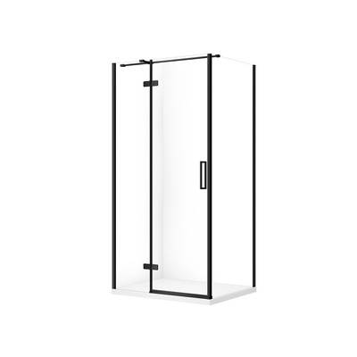 SET C571 KABINA CITY LEWA CZARNA 100X80X195+TAKO SLIM BIAŁY MAT WIR