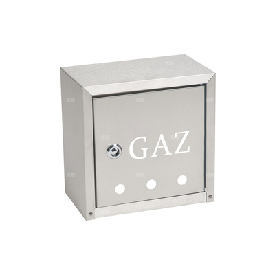 Skrzynka gazowa nierdzewna 250x250x150 naścienna z płaskim daszkiem