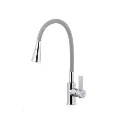 Bateria RUMBA Duo kuchenna stojąca z elastyczną wylewką, chrom-szary