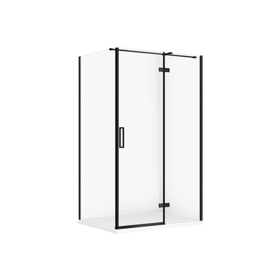 SET C578 KABINA CITY PRAWA CZARNA 120X90X195+TAKO SLIM BIAŁY MAT WIR