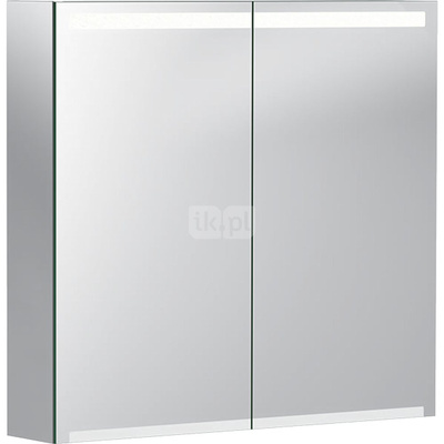 Szafka z lustrem Geberit Option z oświetleniem, z dwoma drzwiami: 75x70x15cm, Korpus: lustrzany z zewnątrz, Drzwi: lustrzane wewnątrz i z zewnątrz