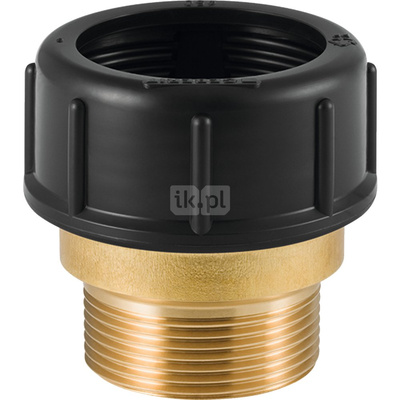 Łącznik GEBERIT HDPE, mosiądz, 2'' x 56 mm (GZ gazowy stożkowy x nakrętka) z uszczelką