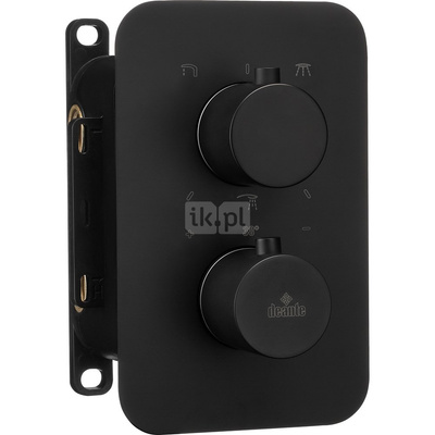 Komplet podtynkowy natryskowy nero z boxem termostatycznym okrągły