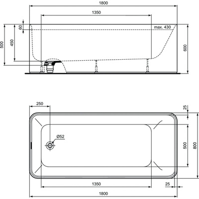 CONCA WANNA WOLNOS 180X80 MAT BIAŁ SOLID