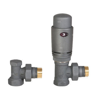 Komplet termostatyczny kątowy grafit strukturalny INVENA