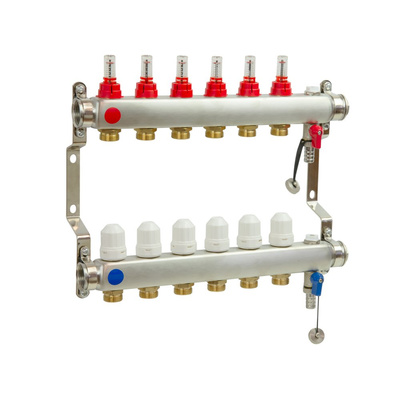 PHA-127/1/S 14-obwodowy PN6 Rozdzielacz ze stali nierdzewnej z odpowietrznikiem ręcznym do ogrzewania podłogowego