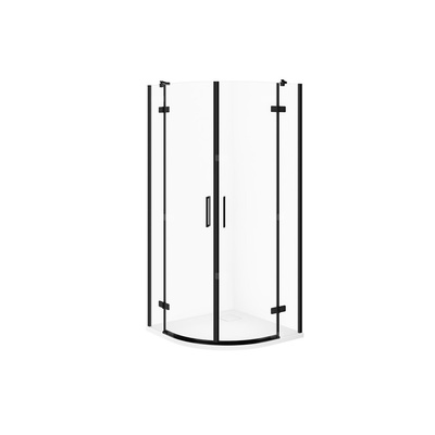 SET C629 KABINA CITY PÓŁOKR CZARNA 90X90X195+TAKO SLIM BIAŁY MAT WIR
