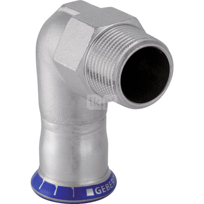 Kolano 90' GEBERIT Mapress Edelstahl FKM przejściowe, stal nierdzewna, 1 1/4'' x 35 mm (GZ x mufa zaprasowywana), (głębokość: 49 mm) z uszczelką