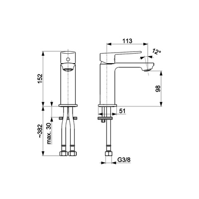 Bateria umywalkowa stojąca KFA Armatura AGAT click clack, chrom, montaż blat / otwór na baterię